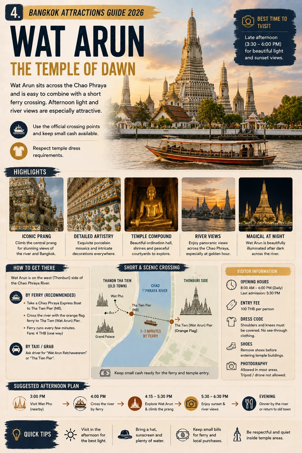 2026 Bangkok Attractions Guide  Grand Palace, Wat Arun, River & City Routes — section 4 visual