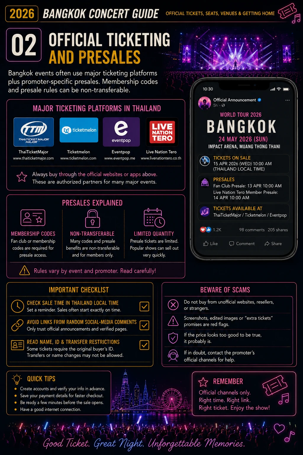 2026 Bangkok Concert Guide Official Tickets, Seats, Venues & Getting Home — section 2 visual