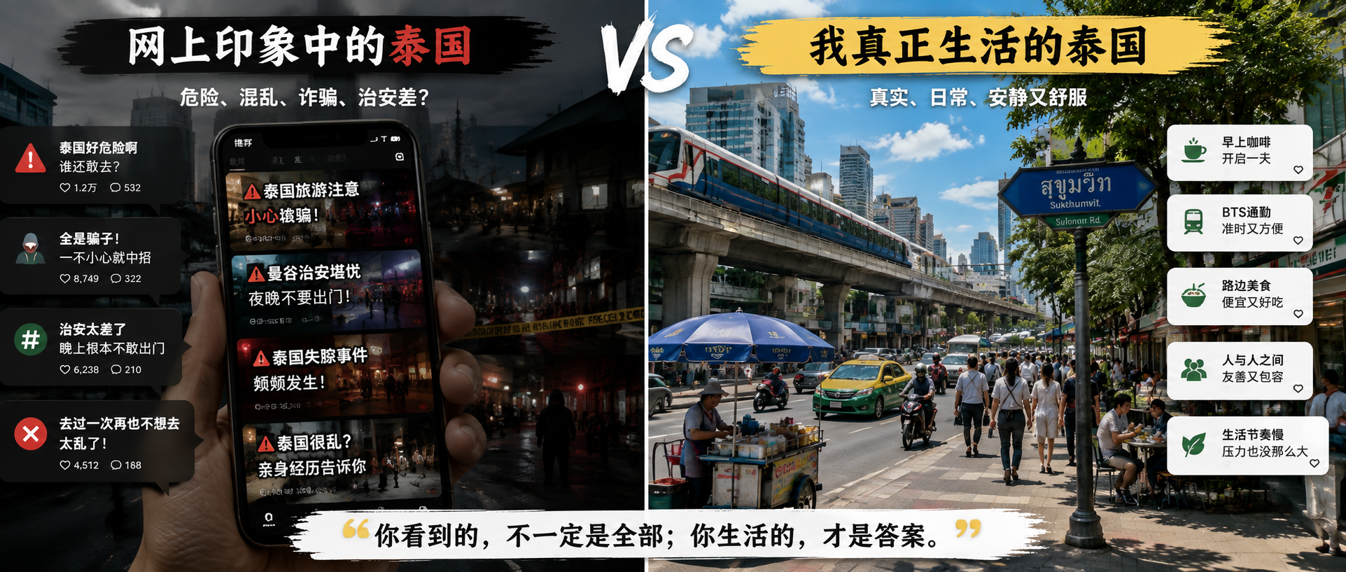 网络中的泰国印象与真实日常生活对比