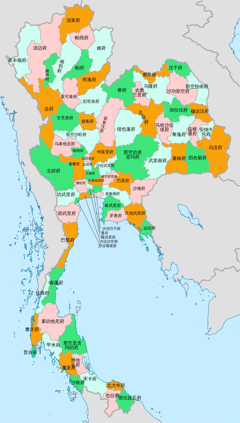 泰国77府地图